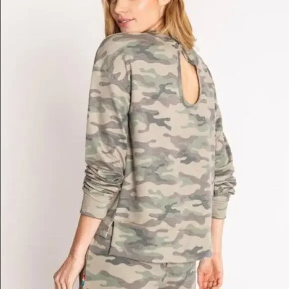 NWT PJ SALVAGE “KIND IS COOL” CAMO CAMOUFLAGE TOP SWEATSHIRT - Picture 2 of 7